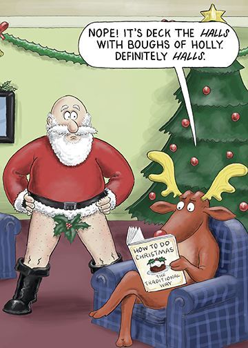 This Funny Christmas Santa Claus, holly on balls Christmas greeting card is a Christmas Card priced at £ 2.75 from Made To Be Treasured range. Produced by Paperlink for excellent quality