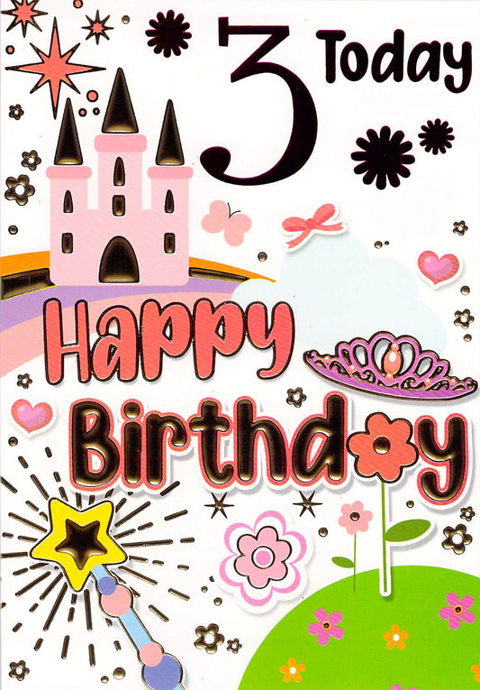 This 3rd birthday card pink castle is a Birthday Card priced at £ 2.00 from Made To Be Treasured range. Produced by Silverline for excellent quality
