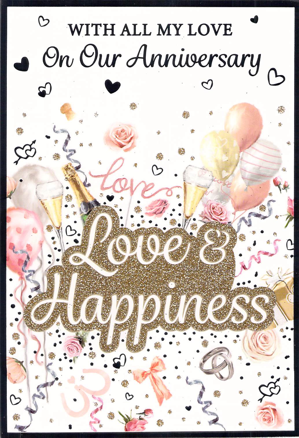 This Anniversary Card with gold glitter. is a Greeting Card priced at £ 2.00 from Made To Be Treasured range. Produced by Silverline for excellent quality