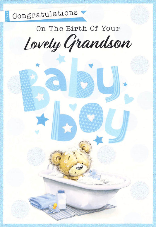 This Birth - Grandson Card - Multibuy - Free Postage is a Greeting Card priced at £ 1.80 from Made To Be Treasured range. Produced by Made To Be Treasured for excellent quality