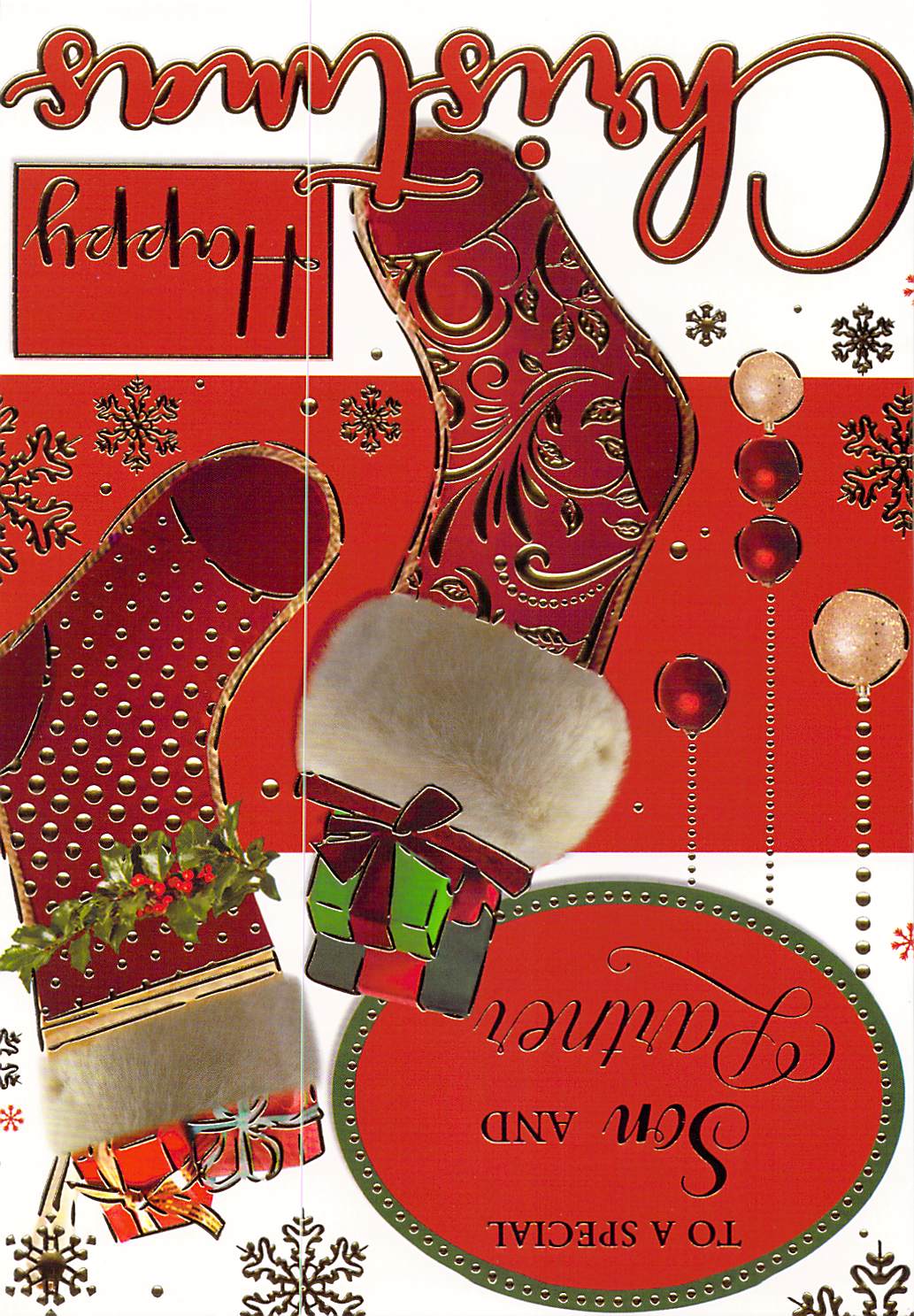 This Son & Partner - Christmas Card - Multibuy - Free Postage is a Christmas Card priced at £ 1.80 from Made To Be Treasured range. Produced by Made To Be Treasured for excellent quality