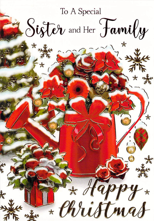 This Christmas Card Red Watering Can Poinsettias Snowflakes Happy Christmas Greeting Card is a Christmas Card priced at £ 1.99 from Made To Be Treasured range. Produced by Silverline for excellent quality