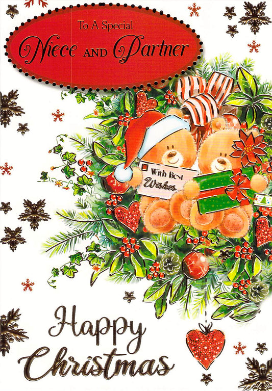 This Niece And Partner - Christmas Card - Multi Buy - Free Postage is a Christmas Card priced at £ 1.80 from Made To Be Treasured range. Produced by Made To Be Treasured for excellent quality