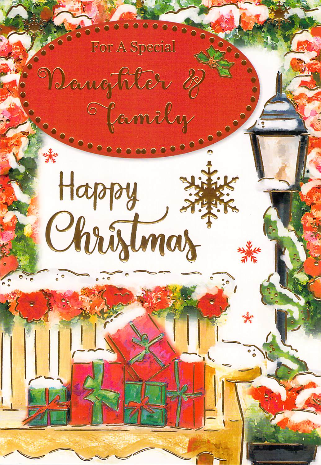This Daughter Family Christmas Card Happy Christmas Winter Scene Lamp Post Greeting Card is a Christmas Card priced at £ 1.99 from Made To Be Treasured range. Produced by Sensations / Xpress Yourself for excellent quality