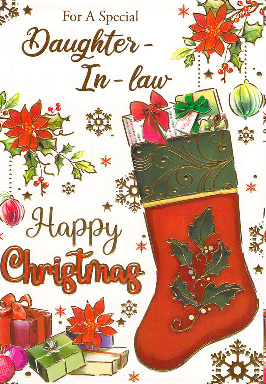 This Daughter In Law - Christmas Card - Stocking - Multi Buy - Free Postage is a Christmas Card priced at £ 1.80 from Made To Be Treasured range. Produced by ?Sensations / Xpress Yourself for excellent quality