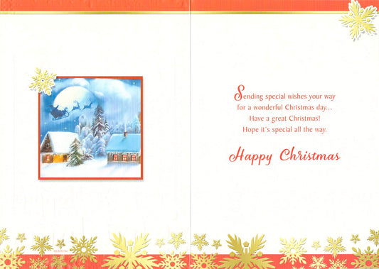 This Christmas Card for Son and Daughter-in-Law, Winter Scene with Houses and Trees is a Christmas Card priced at £ 1.80 from Made To Be Treasured range. Produced by Silverline for excellent quality