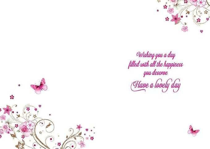 Special Friend Female Birthday Card - Pink Butterfly and Flowers - Eco-Friendly