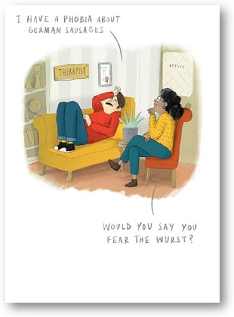 This Paperlink Birthday/Blank Funny Card for Men/Women - General Humour Male/Female Card - Phobia of German Sausages - Eco-Friendly and Recyclable is a Greeting Card priced at £ 2.60 from Made To Be Treasured range. Produced by Paperlink for excellent quality