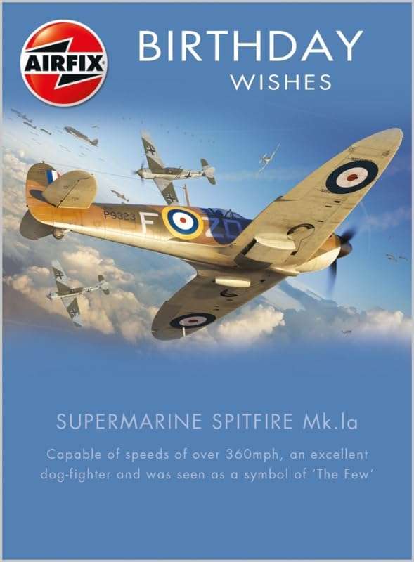 This Supermarine Spitfire Mk. Ia Airfix Birthday Card – Aviation Design – SKU 17B‑7 is a Greeting Card priced at £ 2.99 from Made To Be Treasured range. Produced by ABACUS for excellent quality