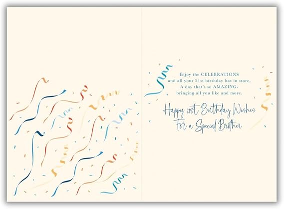 21st Birthday Card for Brother - Celebration Design with Gold Foil Detail by Words N Wishes