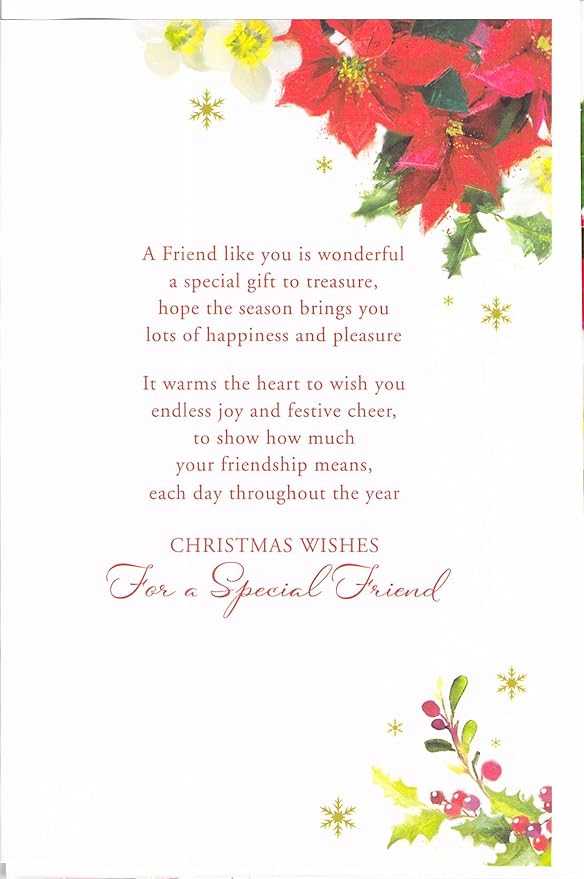 Special Friend Christmas Card – Festive Poinsettias Greeting Card Nigel Quinney Made To Be Treasured