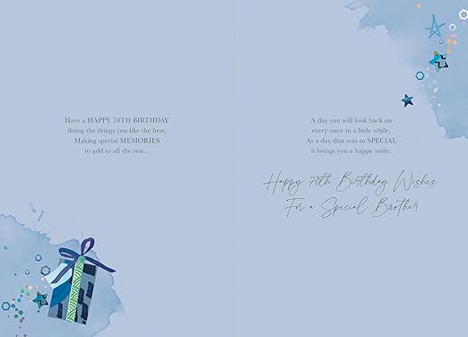 Brother 70th Birthday Card for Him - Special Age 70 Greeting Card with Gifts Design
