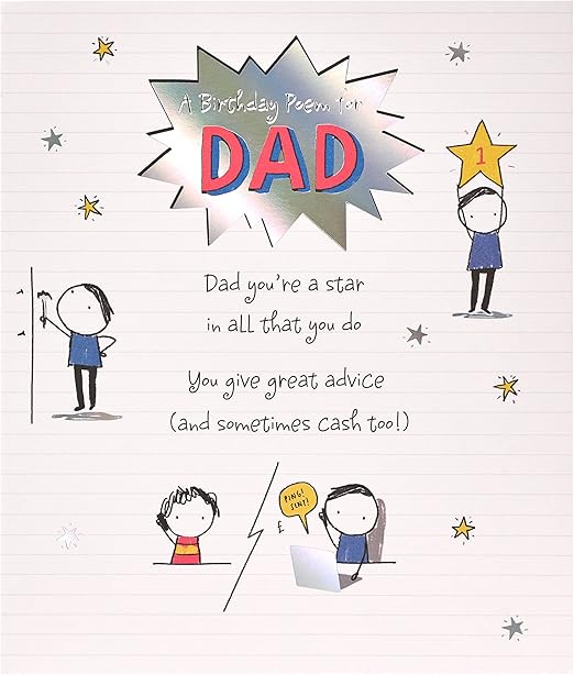 This UK Greetings Birthday Card for Dad - Cute Poem Design is a Birthday Card priced at £ 2.40 from Made To Be Treasured range. Produced by UKG for excellent quality