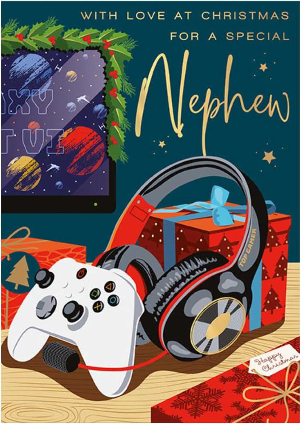 Nephew Christmas Card – Gaming & Festive Gifts Design Words & Wishes Made To Be Treasured