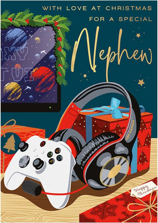 Nephew Christmas Card – Gaming & Festive Gifts Design Words & Wishes Made To Be Treasured
