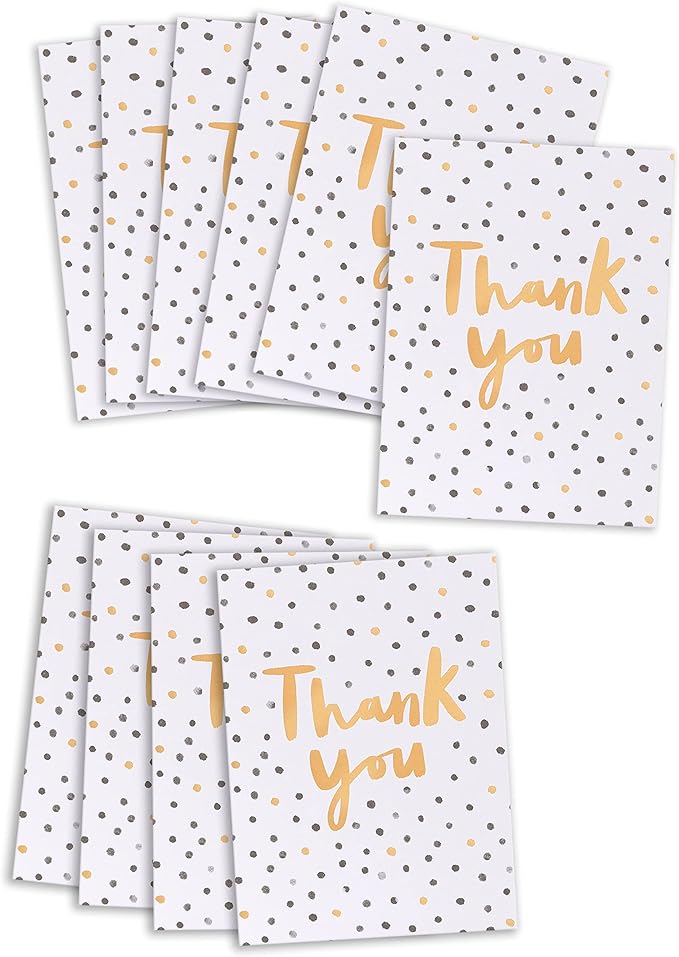 UK Greetings Multipack of 10 Thank You Cards for Him/Her/Friend - For Teacher/Gift Appreciation & Other Events - Spotty Designs