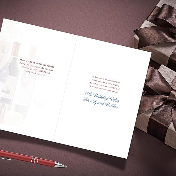 Brother 60th Birthday Card – Wine Bottles & Gold Foil