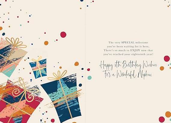 18th Birthday Card for Nephew - Age 18 Milestone Gift Boxes Design Birthday Card Birthday Greeting Cards for Male Family Words & Wishes Made To Be Treasured