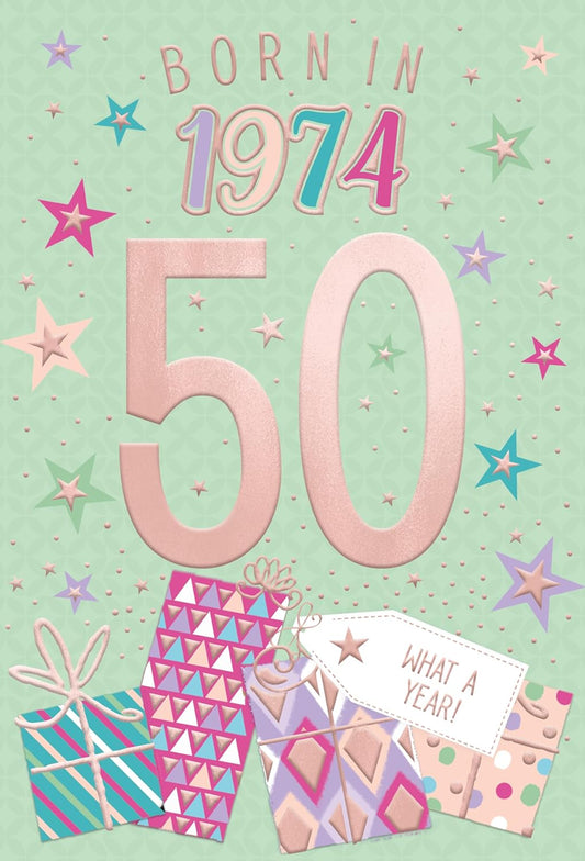 This Year You Were Born Greeting Card Tri Fold - Age 50 - 50th Birthday Female is a priced at £ 2.99 from Made To Be Treasured range. Produced by ICG for excellent quality