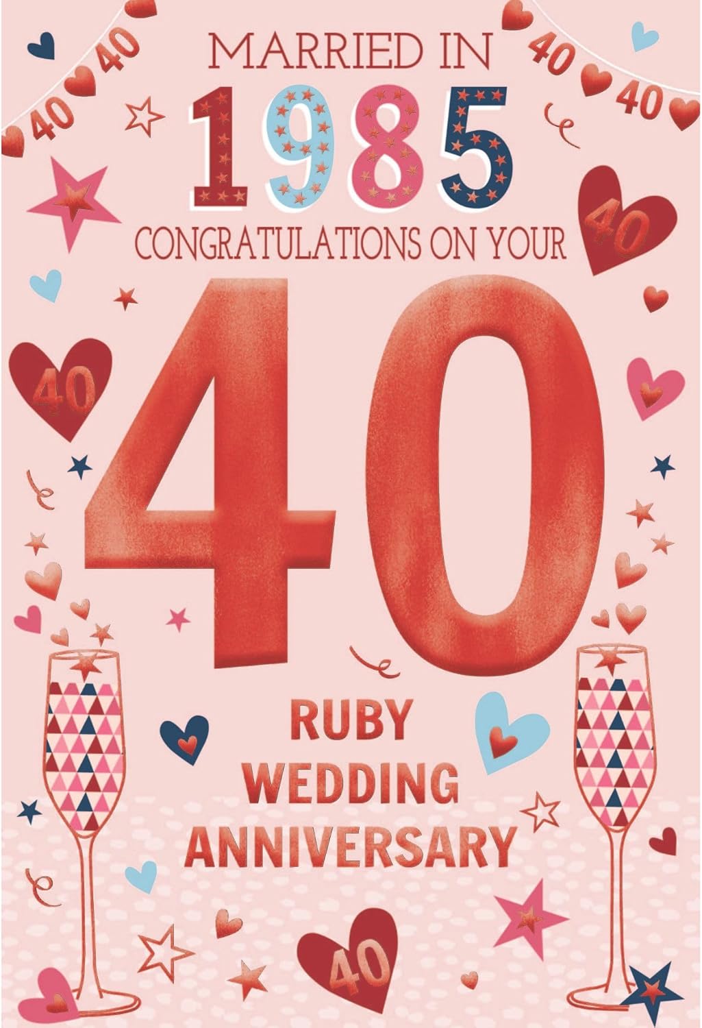 This IC&G 40th Ruby Wedding Anniversary Card Married in 1985 - Tri-Fold Nostalgic Facts is a Greeting & Note Cards priced at £ 3.39 from Made To Be Treasured range. Produced by ICG for excellent quality