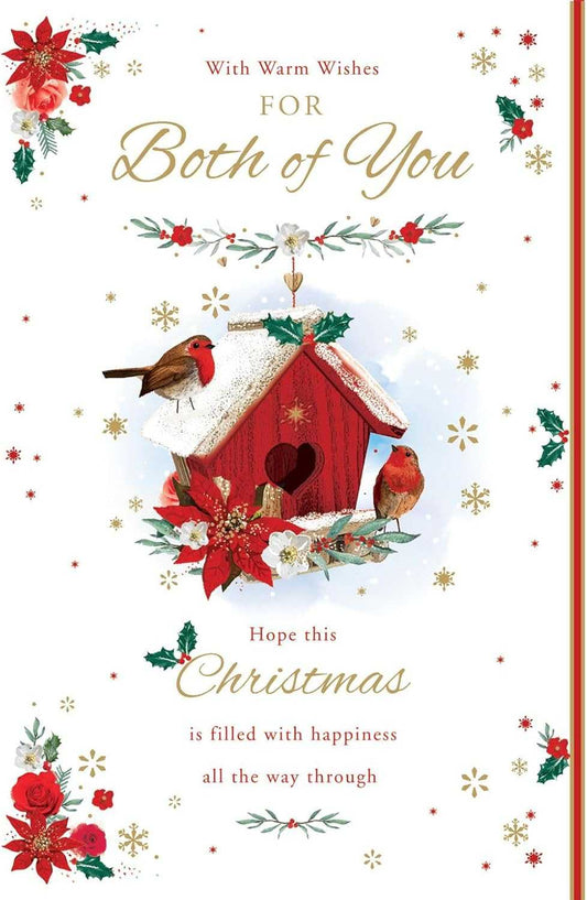 Both of You Christmas Greeting Card – Robins & Red Birdhouse Greeting Card Nigel Quinney Made To Be Treasured
