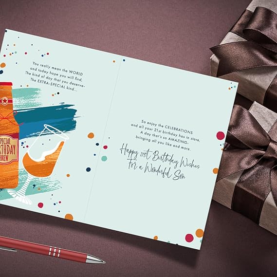 Son 21st Birthday Card – Gold Foil