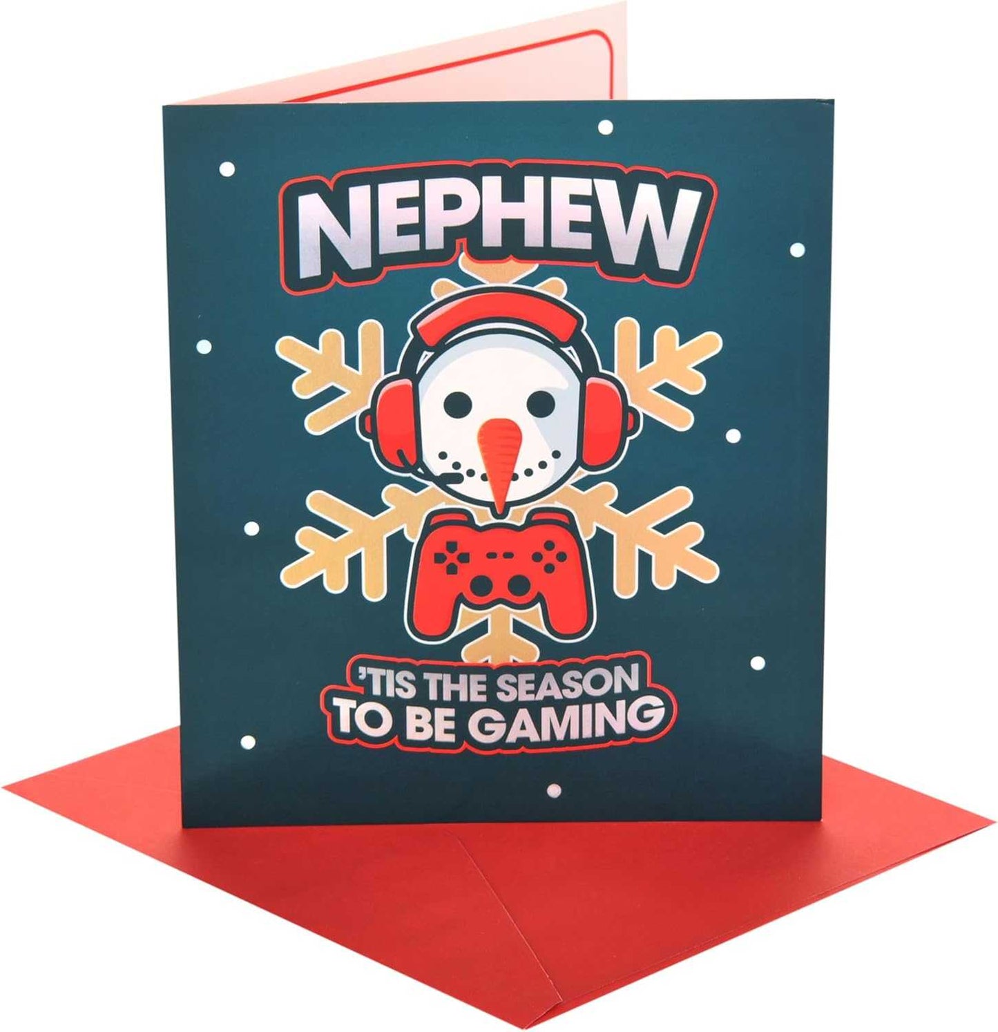 Nephew Gaming Christmas Card – Snowman Gamer Design Greeting Card UK Greetings Made To Be Treasured