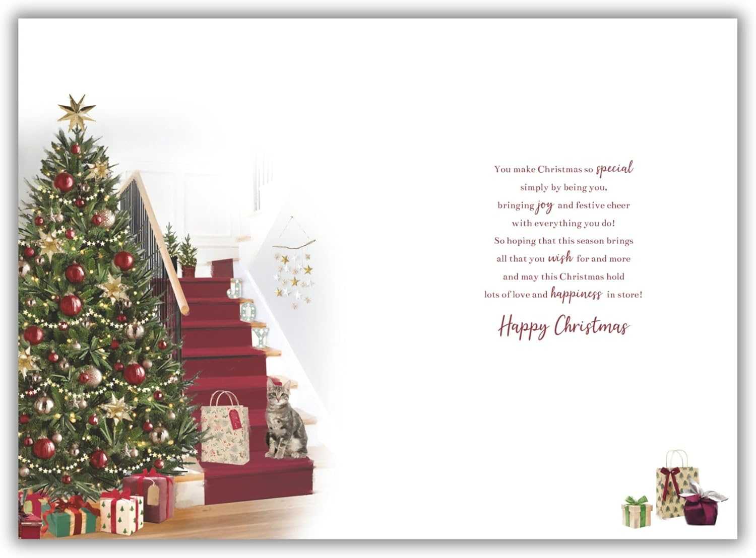 Mum Christmas Card – Elegant Tree & Festive Gifts Design ICG Made To Be Treasured