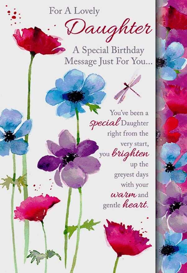 Daughter Birthday Card – Watercolour Flowers & Dragonfly Greeting Card Daughter Birthday Words n Wishes Made To Be Treasured