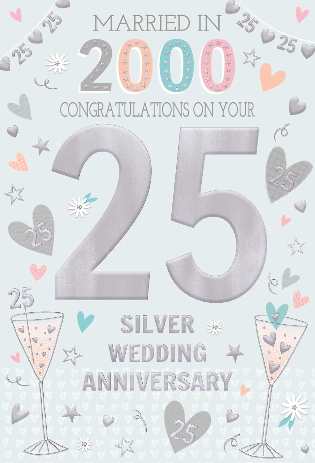 This IC&G 25th Silver Wedding Anniversary Card Married in 2000 - Tri-Fold Nostalgic Facts is a Greeting & Note Cards priced at £ 3.39 from Made To Be Treasured range. Produced by ICG for excellent quality