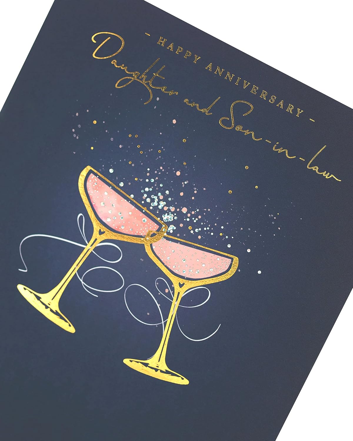 Anniversary Card for Daughter and Son-in-law - Champagne Glasses Gold Foil