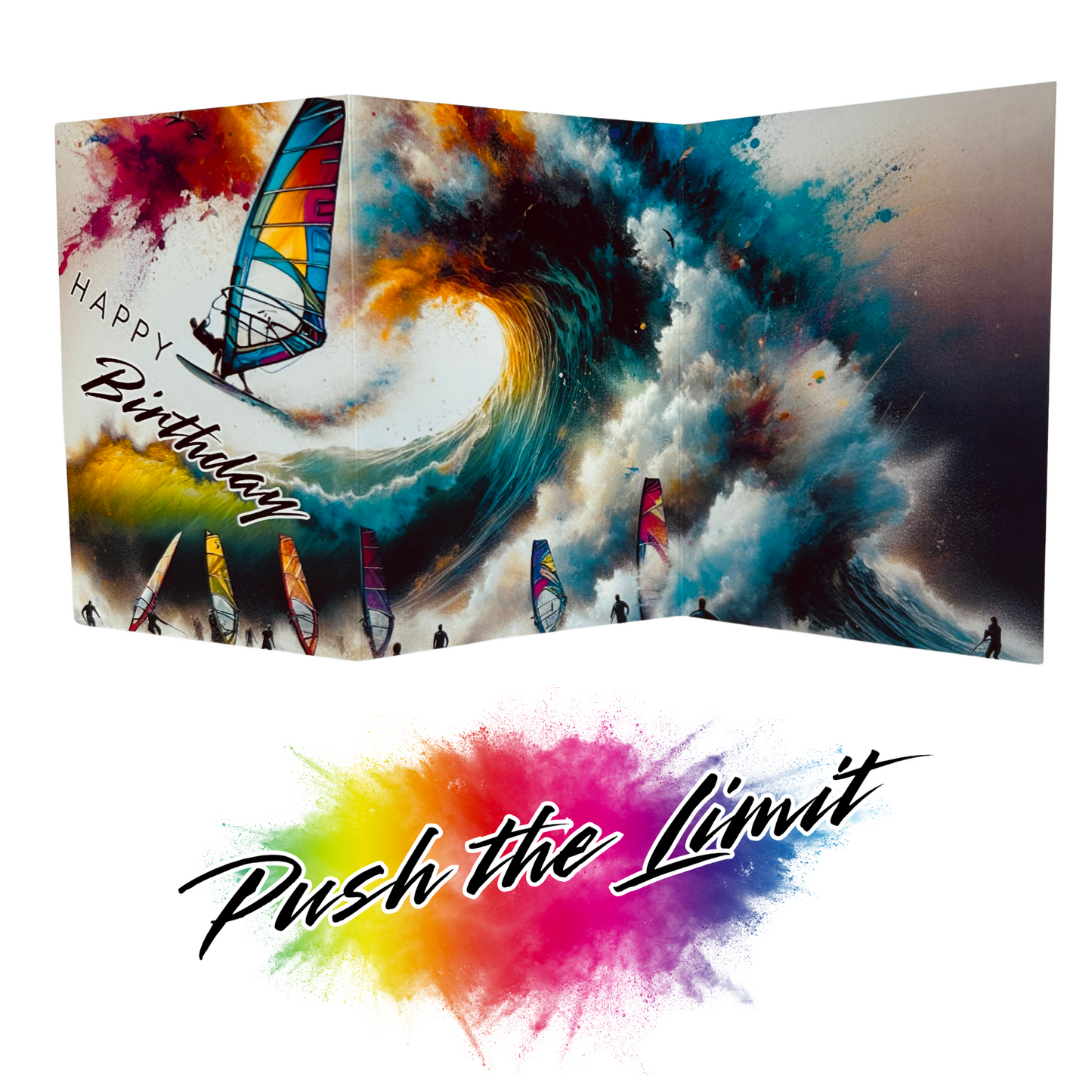 Bare Cards Windsurfing Birthday Card – Trifold Keepsake Card & Gift In One