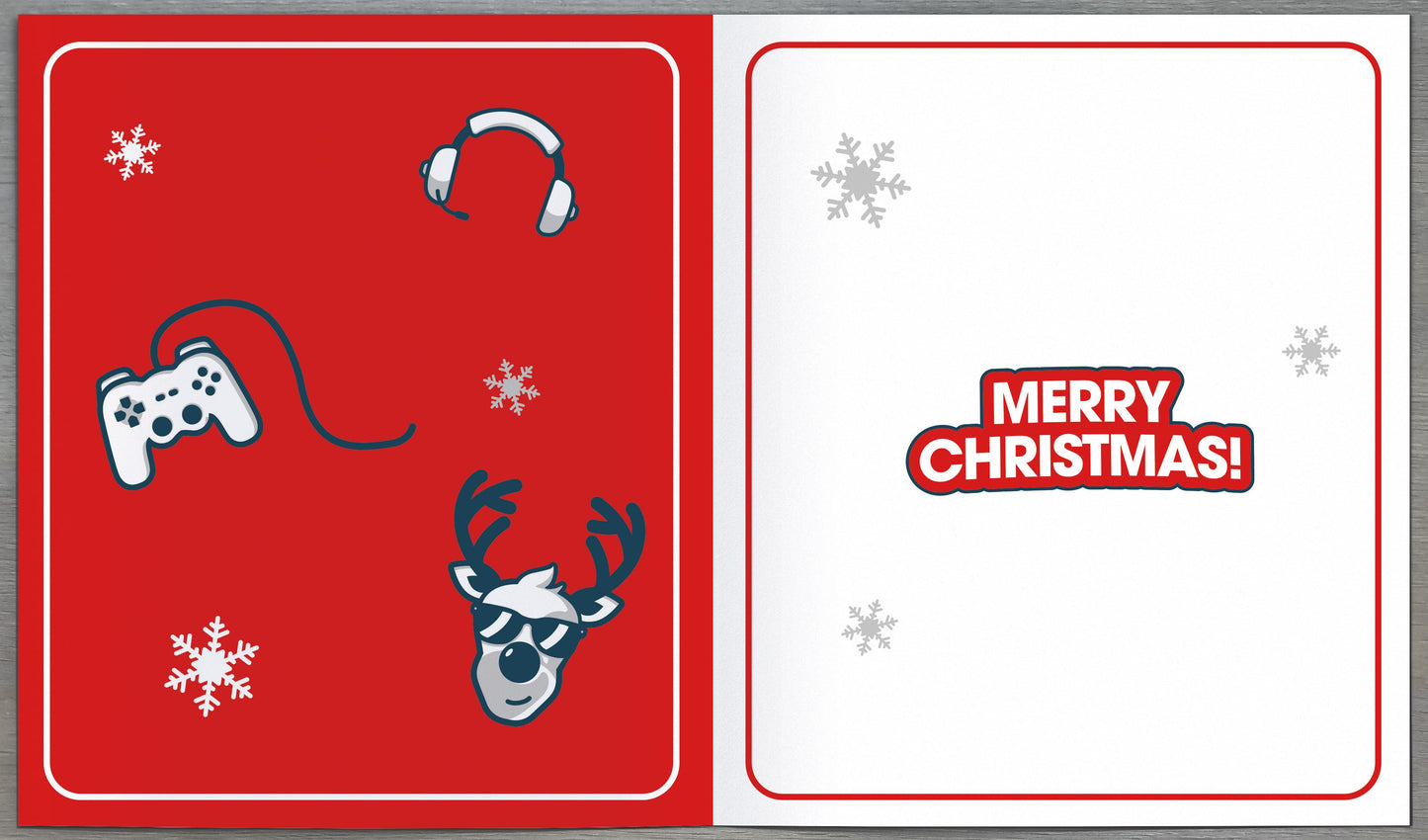 For Grandson Christmas Card – Gamer Reindeer “Game On”