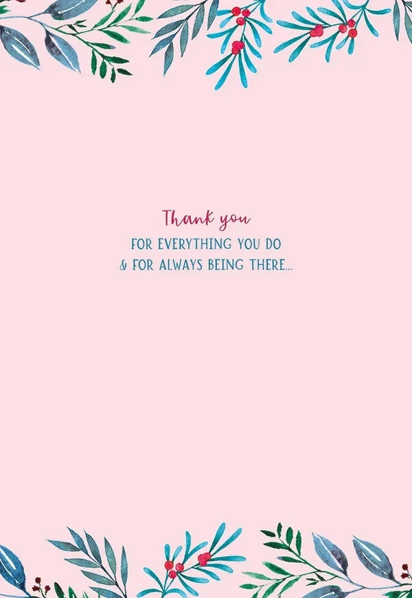 Additional inside panel of Otter House Wife Christmas card with Thank you for everything you do message