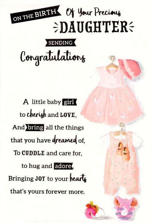 This Greeting Card - Birth Daughter - Free Postage is a Greeting Card priced at £ 1.47 from Made To Be Treasured range. Produced by Poppy Hill for excellent quality