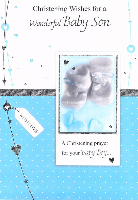 This GREETING CARD - SON CHRISTENING- FREE POSTAGE H2-14 is a Greeting Card priced at £ 1.65 from Made To Be Treasured range. Produced by Poppy Hill for excellent quality