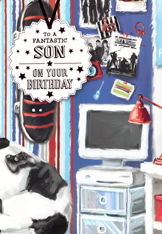 This GREETING CARD - SON BIRTHDAY- H2-29 is a Greeting Card priced at £ 1.65 from Made To Be Treasured range. Produced by Poppy Hill for excellent quality