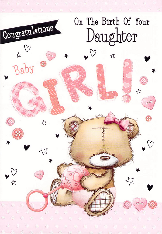 This GREETING CARD - BIRTH DAUGHTER - H2-31 is a Greeting Card priced at £ 1.45 from Made To Be Treasured range. Produced by Poppy Hill for excellent quality