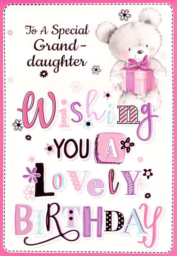 Birthday Greeting Card - Granddaughter Birthday - Free Postage
