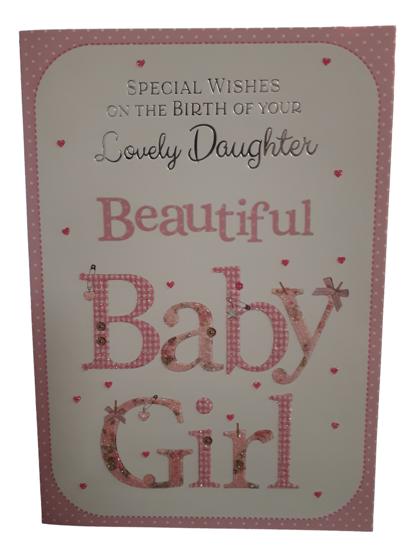 This Birth Of Baby Daughter - Greeting Card - Pink / Glitter - Free Postage is a priced at £ 1.99 from Made To Be Treasured range. Produced by Generic for excellent quality