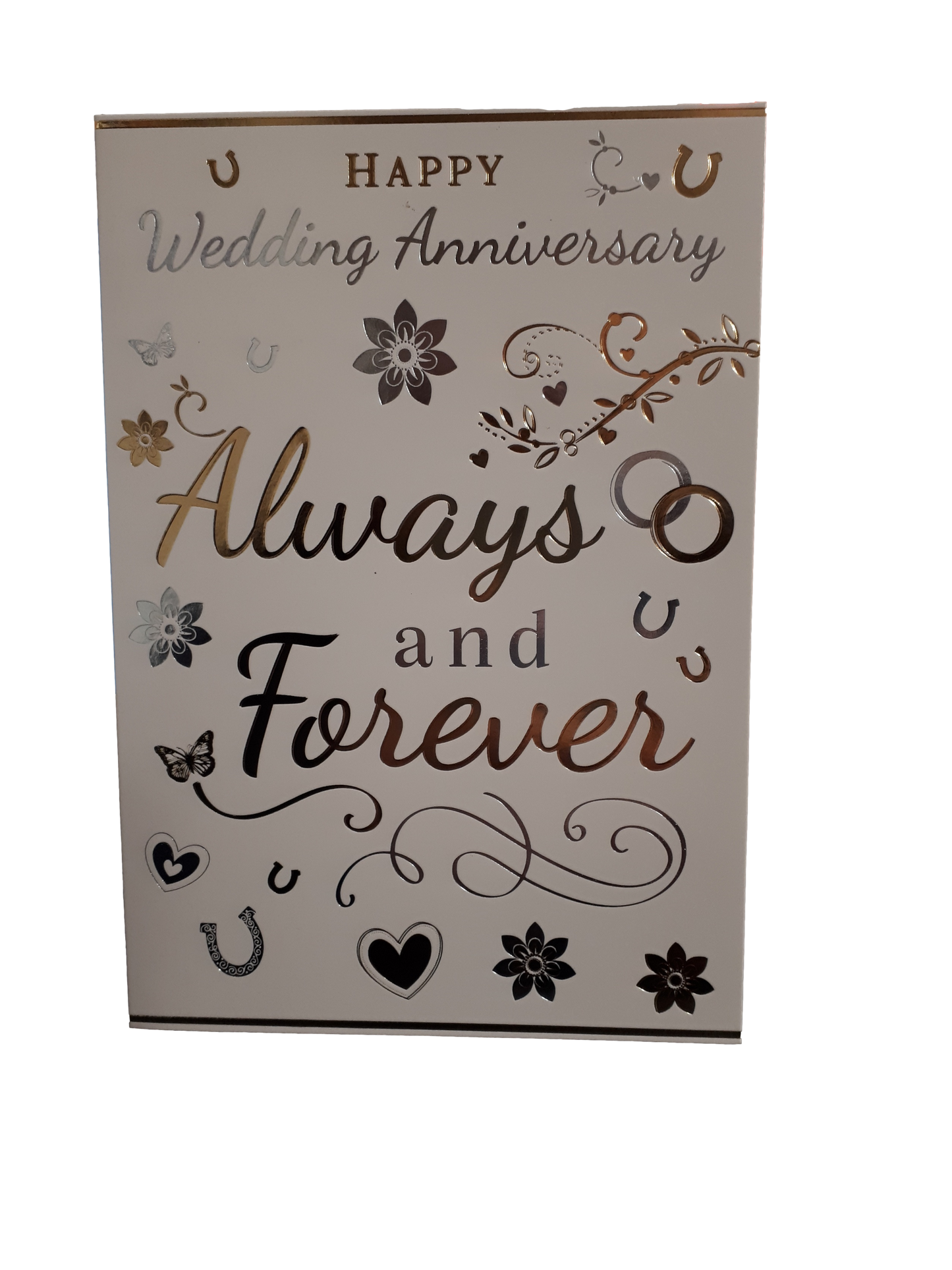 Wedding Anniversary Card - Your Anniversary - Always & Forever - Silver & Gold - Free Postage