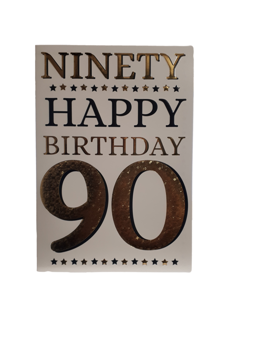 This Age 90 - 90th Birthday - Greeting Card - Gold / Black - Free Postage is a Greeting & Note Cards priced at £ 1.99 from Made To Be Treasured range. Produced by Generic for excellent quality