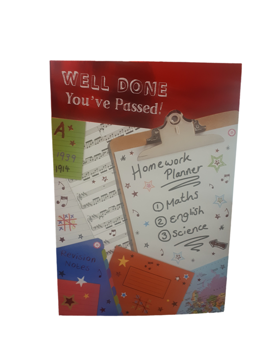 This Well Done - Exam Results - Maths / English / Science - Greeting Card - Free Postage is a Greeting Card priced at £ 1.99 from Made To Be Treasured range. Produced by Made To Be Treasured for excellent quality