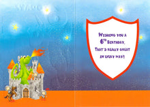 Load image into Gallery viewer, Age 6 - 6th Birthday Card - Dragons - Greeting Card - Free Postage
