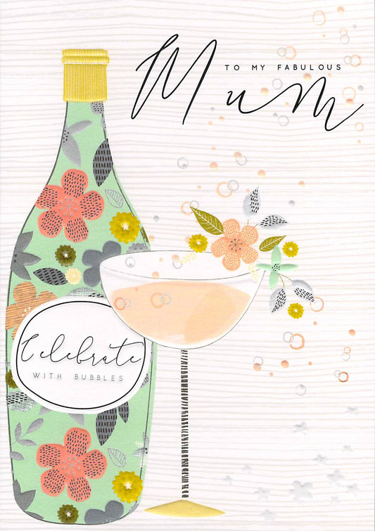 This Mothers Day Greeting Card - Mum - Wine Bubbles - Free Postage is a priced at £ 1.99 from Made To Be Treasured range. Produced by Made To Be Treasured for excellent quality