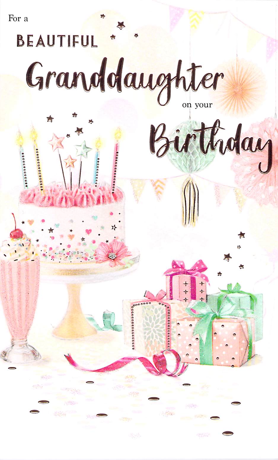 Granddaughter Birthday - Cake - Greeting Card - Multibuy Discount