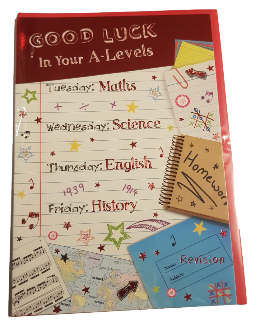 This Good Luck (A Levels) - Greeting Card - Multi Buy Discounts - Free P&P is a Greeting Card priced at £ 1.65 from Made To Be Treasured range. Produced by Poppy Hill for excellent quality