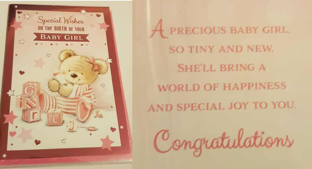 Birth - Baby Girl - Greeting Card - Free Postage