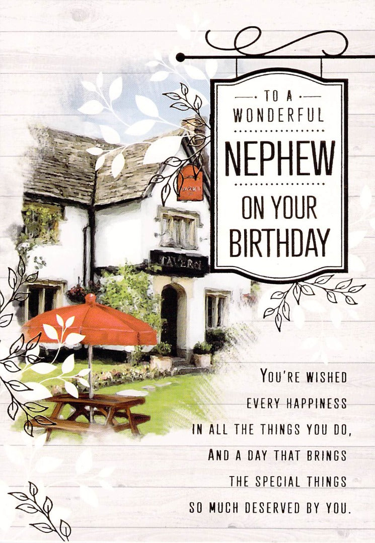 Birthday - Nephew - Pub Garden - Greeting Card - Free Postage