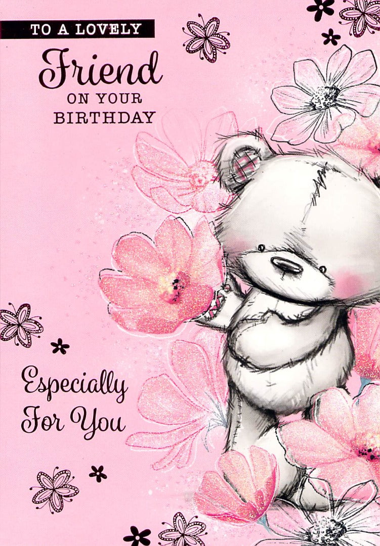 This Birthday Card with Teddy Bear and Pink Flowers - Especially For You - Sweet Birthday Greeting is a Greeting Card priced at £ 1.99 from Made To Be Treasured range. Produced by Generic for excellent quality